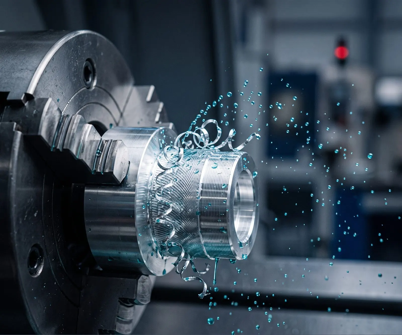 Tour CNC en production, gyrophare équipé